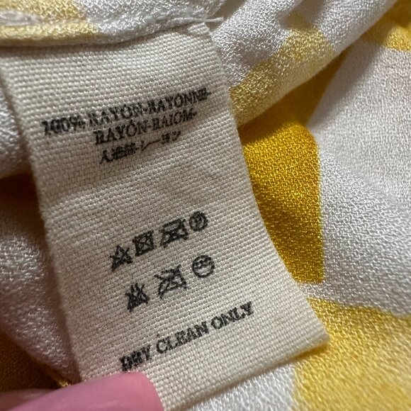 Jens Pirate Booty top shirt sz S yellow check gingham one sleeve shoulder tie - Picture 9 of 9